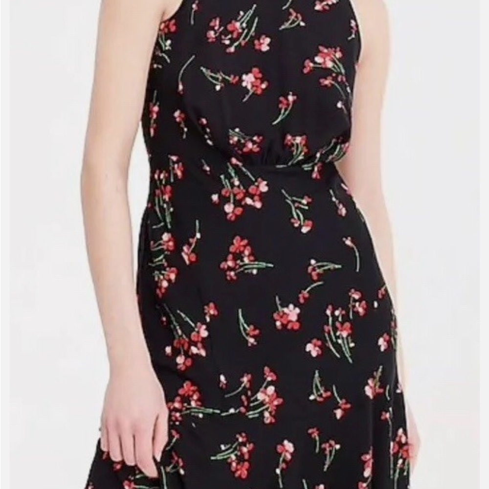 J.Crew ruched-waist dress in the "falling floral" print with a ruffled hem